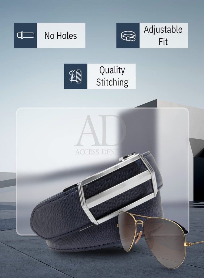 Access Denied Leather Ratchet Belts For Men - Mens Belt With Automatic Buckle For Suits Jeans And Uniform - Image 3